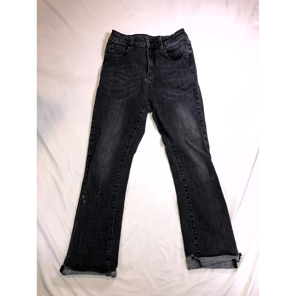 Everyday Womens Bootcut Jeans 23x24 Black Denim High Waisted Faded 00964